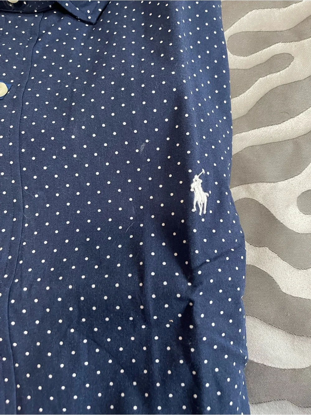 Polo by Ralph Lauren Navy with White Micro Dot Stretch Button-Down Shirt